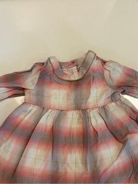 Pink with gold accent plaid dress GAP Kids